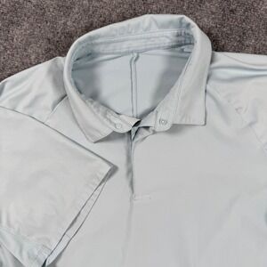 Lululemon‎ Shirt Medium Blue Polo Short Sleeve Golf Athletic Training Flaw Men's